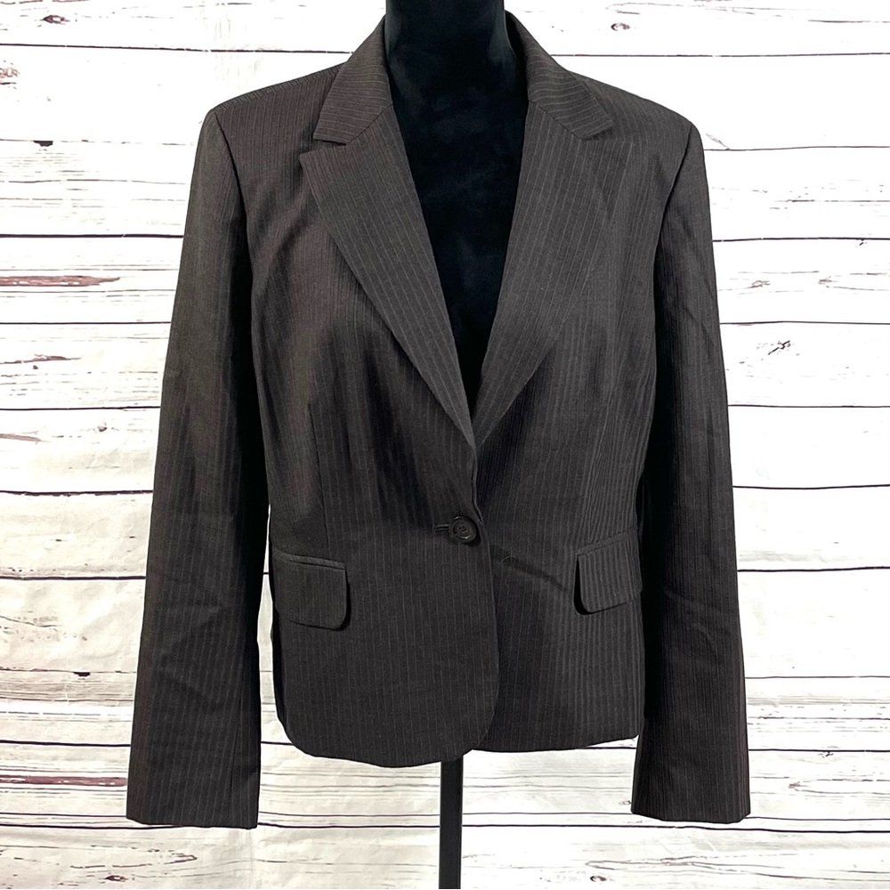 Ann Taylor Loft Blaze Women's Size 16 Brown Striped Wool Blend.